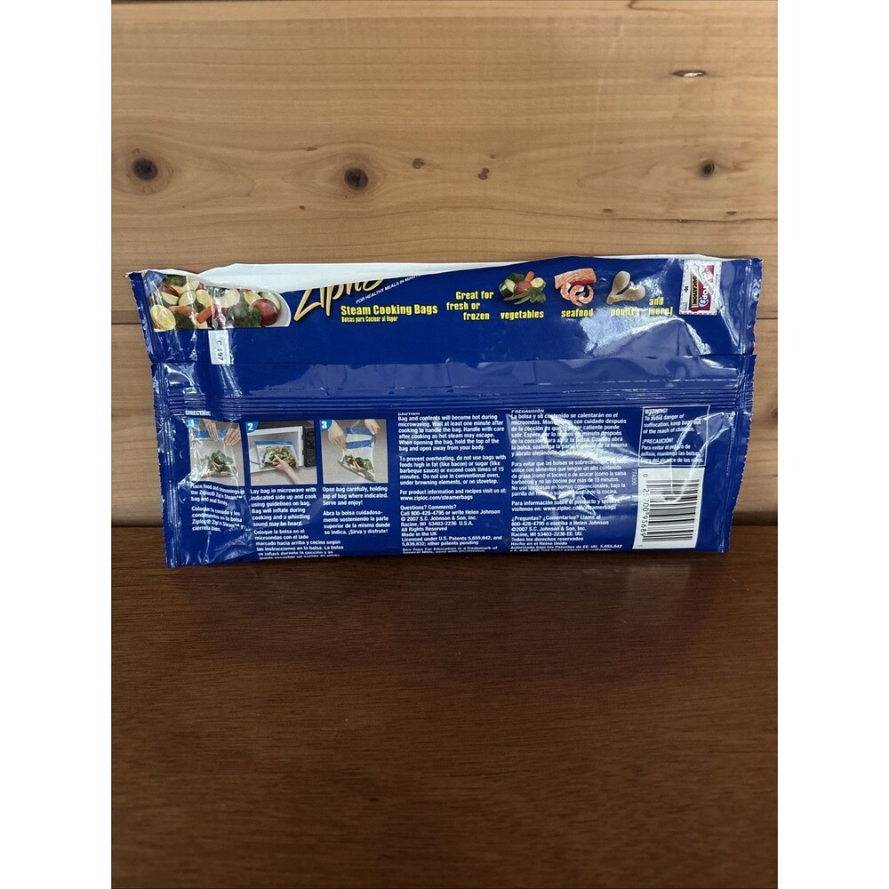 Ziploc Zip'N Steam Medium Cooking Bag- Bags Open Box 5 Of 10 Bags Included - Picture 4 of 5